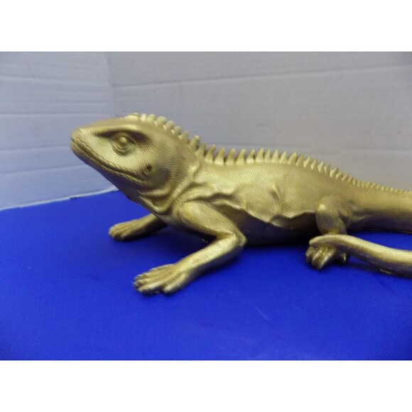 NEW Iguana Lizard Figurine Statue Home Decor Gold Iguana - Picture 3 of 5